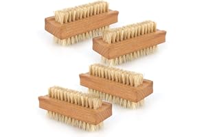 BSSMMAI 4x Nagelbürste Holz Feste Starke Borsten Nagelreinigungsbürste Nail Brush Handwaschbürste Holz Bürste Naturborsten Buchenholz Fingerbürste Pflegebürste Handbürste