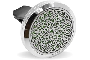 ZEN ARÔME Zen’Arôme Diffuseur d’Huile Essentielle pour Voiture Clip’Arôme Pétale de Fleur - Diffuseur + 5 Buvards à Parfumer avec Huile Essentielle ou Parfum - Acier Inoxydable - Fixation Grille de Ventilation
