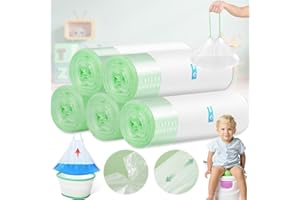 Srup 100 pièces Doublures de Pot Jetables, Universel d'apprentissage de la Propreté, Sacs de Toilettes Jetables Universels, pour Toilettes avec Cordon de Serrage, Idéal pour Les Enfants(Blanc)
