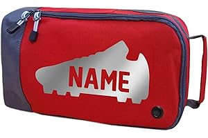 ABSOLUTELY TOP Personalised Childrens Boot Bag Football Rugby Boys Girls Sports Kit, Hot Lava Red/Silver Print