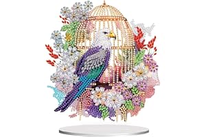 CAYUDEN DIY Diamond Painting Décoration de Table, Perroquet Diamant Art Set pour Adultes 5D Gem Ornements Debout Art Set Diamant Painting Table Décoration pour Cadeau