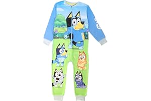Bluey Onesie para niños o niñas, Ropa de Estar por casa de Forro Polar Todo en uno, Pijama Todo en uno, Azul, Edad 18 Meses - 6 Años