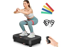 ‎THERUN THERUN Vibrationsplatte, Rüttelplatte für Zuhause mit 99 Vibrationsstufen, Fitnessgerät für Muskelaufbau, Fettverbrennung & Ganzkörpertraining, inklusive 4 Fitnessbänder