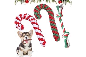 QUNKUN Juguetes Perro para Navidad, 3 Piezas Cuerda para Masticar, Cuerda de Juguete, uguete para Perros para Masticar Bastón de Caramelo navideño Juguete de Cuerda para Masticar Mascotas
