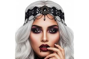 Reaky Serre-tête d'Halloween avec strass noirs et perles - Accessoire de cheveux pour femme