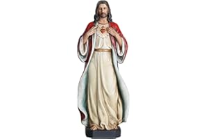 BC BUILDCLASSIC Figura del Sagrado Corazón de Jesús, estatuas de Jesús, Regalos católicos de 10 Pulgadas de Alto, Pintado a Mano