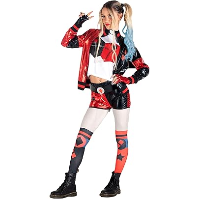 Disfraz Harley Queen Mujer Disfraz De Quinn Para Mujer - Chaqueta, Camiseta, Pantalones Y Bate De Béisbol (Tallas S-XXL, Ideal Para Cosplay) Disfraz Harley Quinn Infantil