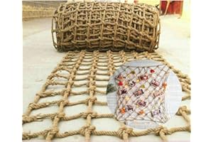 BZPOVB Red de Cuerda Decorativa,Red de Cáñamo y Yute con Decoración Natural,Cuerda de Cáñamo de 6 mm de Grosor,Red Protectora para Balcones, Escaleras, Vallas, Jardines y Zonas de (Size:0.5mx8m(1.6x26.2ft))