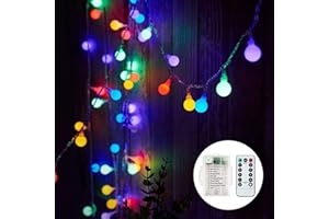 LIGARKO Fairy Lights Battery, 7M 60 LED Globe String Lights with 8 Lighting Modes, Fairy Light Battery Waterproof for Indoor, Outdoor, Christmas (Multi-Coloured)