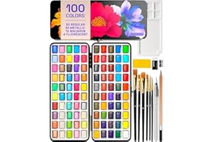 Artistro Aquarellfarben-Set mit 100 Farben, leuchtende Farben in tragbarer Box. Perfektes Reiseaquarell-Set für Künstler, Hobby-Maler und zum Malen