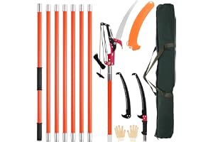 WZTO Grensåg med teleskophandtag, justerbar höjd 2,24–8,24 m, kolstål blad, bärväska, 2 sågblad upp till 10 m, arbets- och prunssåg