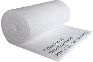 SIMOND STORE Ceramic Fiber Insulation Blanket - 1" x 24" x 32" - 8# 2400F - Fireproof Insulation Blanket for Forges, Furnaces, Kilns, Chimneys, Stoves, Fireplaces, Oven Insulation - Dishwasher Insulation Blanket