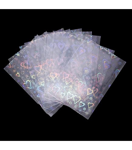 100 Fundas Holográficas Para Cartas Con Diseño De Corazón – Tamaño 91x66 Mm, Protectoras De PET Y CPP, Ideales Para Fotos Polaroid Y Tarjetas Coleccionables (rosa)