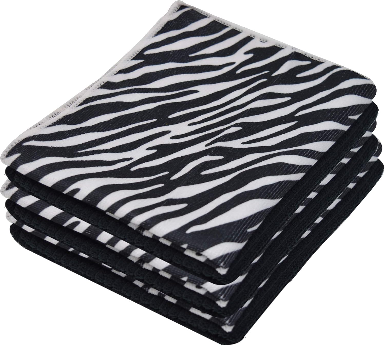 Xelay Microfibre Kitchen Tea Towels Super Absorbent and Thick Dish Towels Multipurpose Drying, Cleaning Cloth 40x47cm (Black White Cheetah Print, Pack of 2)