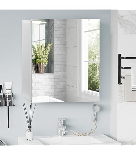 Planetmöbel ARIA Armoire de toilette avec éclairage, 60 x 70 x 16 cm, armoire de salle de bain suspendue avec miroir, Chêne doré, avec lampe et prise électrique, pour WC invités Planetmöbel ARIA Armoire de toilette avec éclairage, 60 x 70 x 16 cm, armoire de salle de bain suspendue avec miroir, Chêne doré, avec lampe et prise électrique, pour WC invités