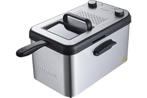 Brandt FRI4200 – Friteuse électrique 4,2L en Inox – Thermostat réglable 130-190°C – Couvercle avec hublot – Cuve amovible – 3000W – Facile à nettoyer – Acier inoxydable