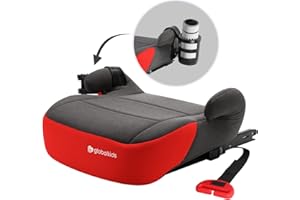 globalkids isofix Baby car Booster seat - Group 3 (6 to 12 Years Approx., 22-36 kg),Comfortable,Light Weight Compact,with Cupholders (red Grey)