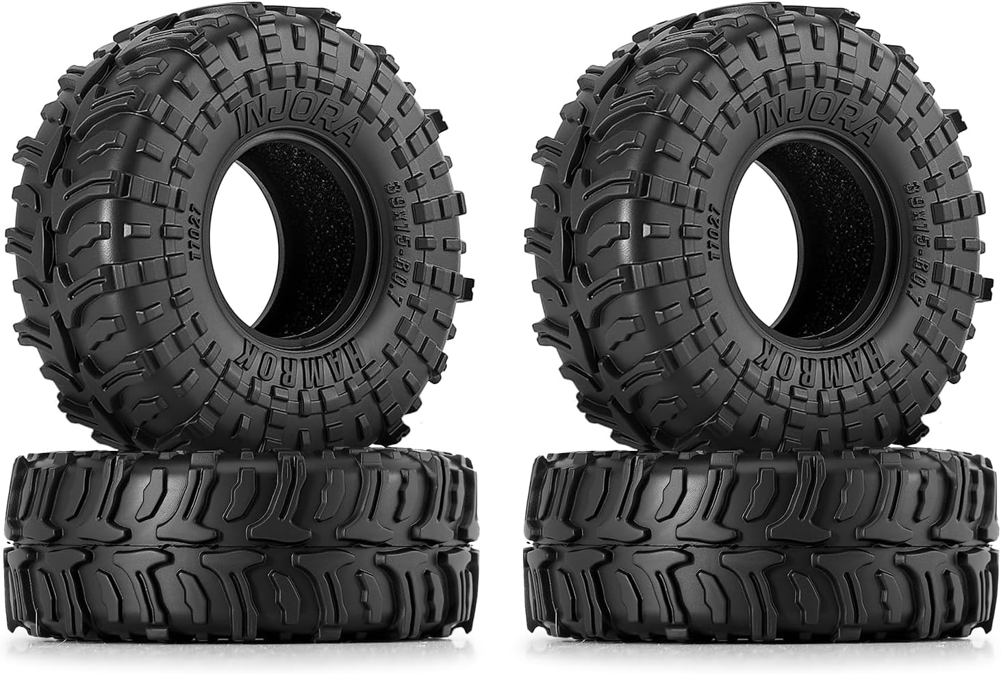 INJORA Neumáticos Hamrok de 39 x 15 mm para 1/30 Axial SCX30 (T7027)