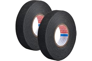 emperoch 2 rolki 19mm x 15m bawełniana taśma izolacyjna z tkaniny samochodowej, taśma z tkaniny samochodowej, taśma z tkaniny do przewodów wysokotemperaturowych (czarna)