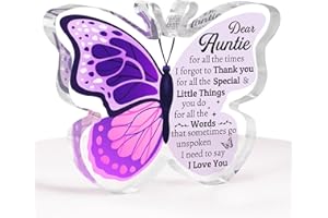 EINANMUT Auntie Gifts, Christmas Gifts for Auntie, Auntie Birthday Gifts - Acrylic Butterfly Plaque Birthday Xmas Gifts for Auntie, Best Auntie Gifts from Nephew Niece, Auntie Presents, Aunty Birthday Gifts