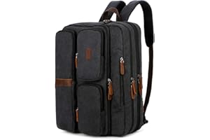 Baosha 3 w 1 kabriolet płócienna skórzana torebka biznesowa teczka laptop plecak listonoszka torba na ramię wielofunkcyjny plecak podróżny pasuje do laptopa 15,6 17,3 cala dla mężczyzn/kobiet BC-11