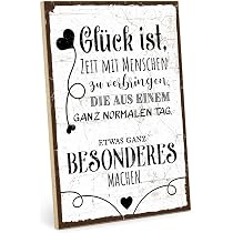 Panneau En Bois Décoratif « Glücklich » – Style Vintage – Fabrication Allemande – TypeStoff