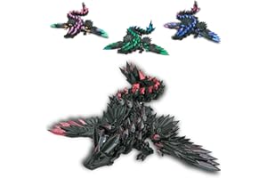 KOALA STUDIO Dragón articulado alado impreso en 3D decoración del universo fantástico Fidget Toy idea regalo único decoración del hogar dormitorio salón (negro y rojo negro)