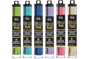 ICRAFT Therm O Web Deco Foil – Fogli di trasferimento – Champagne Spring Green Aqua Deep Blue Lilac & Pink Melon – Confezione da 6 pacchetti