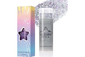 Clawrex Glitzerstifte, Chunky Body Glitter Stick, Mermaid Sequins Glitzer Gesicht, Face Sparkling Glitzer für Haare Lippen Nails Makeup, Holographic Shimmer, Body Glitter Gel für Festival Rave(Silber)