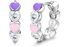 JeweBella Pequeños Pendientes Aro Plata de Ley 925 para Mujer Niñas Pendientes Aros Estrella Corazón Antialérgicos Cartílago Pendiente de Aro Joyas Regalos para Mujer y Niñas