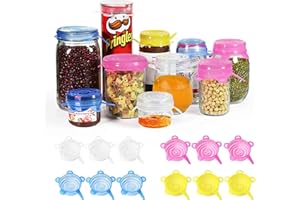 longzon Silicone Lids Food Covers, 12 pack Small Sizes Flexible,Durable,Reusable Food Saving BPA Free Silicone Stretch Lids for Cups, Bottles, Fruits and More