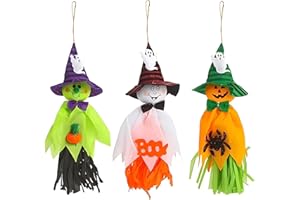 Atsmoce® 3 Sacchi a Vento per Halloween, Fantasma Appeso, Halloween Paglia di Zucca, Ciondolo di Paglia Strega Fantasma Zucca, decorazioni per Halloween, Mascherata