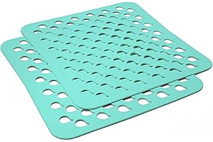 LAPAP | Tappetini per Lavello in PVC, Fantasia Malva, Set da 2 PZ, Misura Standard 32x29 cm, Adatta ad Ogni Lavello, qualità e Design Made in Italy, Facile da Lavare, più Igienico, Colore Acquamarina