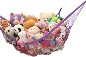 MiniOwls Toy Storage Hammock X-Large Organizer and De-cluttering Solution for Every Kids' Room, Nursery & Playroom. Fantastic stocking stuffer gift (Violet/Purple, X-Large)