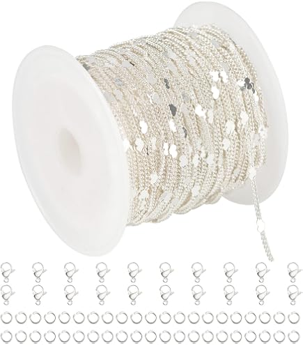 YOUBEIYEE 16.4ft Silver Plated Brass Chain With Stars & Moons - Jewelry Making Kit With Clasps & Rings - View #12