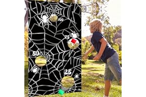 ROONTIN Halloween Toss Game, Bean Bag Throwing Games Hanging Pumpkin Witch Banner for Halloween Party Indoor Outdoor Activities