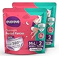 Evereve Period Panty For Girls & Women, (M-L), 2x2 Pcs, 360 Degree Coverage, 0% Leaks, High Absorbency For Heavy Flow, Maternity Delivery Pads, Postpartum & Overnight Protection, Disposable Panty