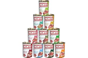 GENERISCH Rinti-Kennerfleisch 10 x 400g Mixpaket | 10 garantierte Sorten | getreidefreies Nassfutter mit 70% Fleisch & Innereien | ohne Soja | Hundefutter
