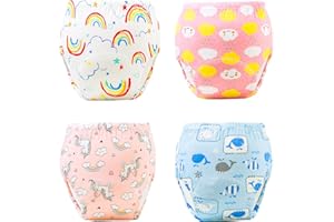 Copbopwn 4 Packs Potty Training Pants for Toddler, Toilet Baby Training Pants Reusable Washable Potty Training Pants Breathable Training Underwear for Boys Girls
