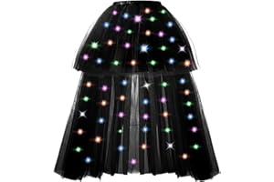 Hifot Jupe Tutu LED pour Femme, Tutu en Tulle Ballet de Danse Lumineuse Jupe Tulle Femme Danse et Ballet Déguisement Noel Halloween Accessoire - Piles Non Incluses