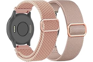 TUCOMO Pleciony elastyczny nylonowy pasek do zegarka Garmin Vivoactive 4S, Venu 2S, Venu 3S, Vivomove 3S, Forerunner 255S, Forerunner 265S, dla kobiet i mężczyzn, 18 mm, elastyczny, z tkaniny, 2 szt.