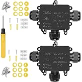 Newoutset IP68 2 Pieces, 3 Way M20, Connector Cable 3-8 &amp; 9-14mm | IP68 Waterproof Outdoor Electrical Junction Box M20 3-Way