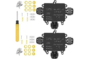 NEWOUTSET Caja de conexiones impermeable IP68 de 2 piezas, caja de conexiones eléctrica impermeable para exteriores, conector de cable M20 de 3 vías para diámetro de cable de 3-8 mm y 9-14 mm