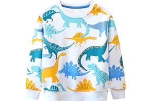 Baogaier Boys Sweatshirt Cotton Dinosaur Jumper Soft Comfort Long Sleeve Shirt Crew-Neck Animal Print Pullover Toddler Winter Fall Casual Sports Tops Kids Clothes Age 2-7 Years
