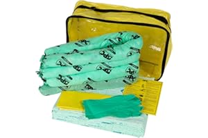 SPC® by Brady Kit Anticontaminación Químico – Kit Portátil para Derrames de Sustancias Químicas Peligrosas, Incluye 25 Almohadillas Absorbentes Químicas, 4 Calcetines, Guantes y Bolsa para Desechos