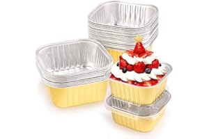 PBUSPU 30 Pièce Caissettes Cupcakes Muffins Métalliques Formes de Cuisson en Aluminium, Alu-Cocottes Avec Couvercle, Moule à Gâteau, Formes à Cupcakes - Pour Gâteaux, Cupcakes, Muffins, Cheesecakes
