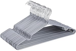 ‎HOUSE DAY HOUSE DAY Kleiderbügel Metall Grau 40 Stück Kleiderbügel Grau Gummibeschichtet Metall Kleiderbügel rutschfest Kleiderbügel Stabil Platzsparend Kleiderbügel Dünn Kleiderbügel Schmal 0,6cm Dick