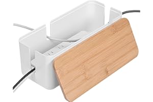 Szaboviktoria Bianco Scatola Porta Cavi Con Copertura In Legno, Organizer Cavi Scrivania, Per Cavi Di Prolunga, Prese Multiple, Gestione Dei Cavi, Nascondi Cavi Tv