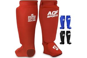 AQF Ochraniacze Piszczeli i Stóp do Kickboxingu, Muay Thai, MMA, Pianka EVA, Ochrona Nóg do Treningu, Boks, Karate, BJJ, Taekwondo, Elastyczne i Wygodne, CE UKCA SATRA