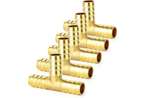 GASHER 5 pièces Brass Hose Barb Tee, 3-Way Tee Hose Fitting (12mm"Hose Barb) GO